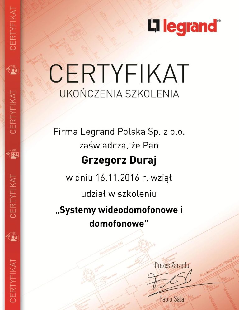 certyfikat domofony