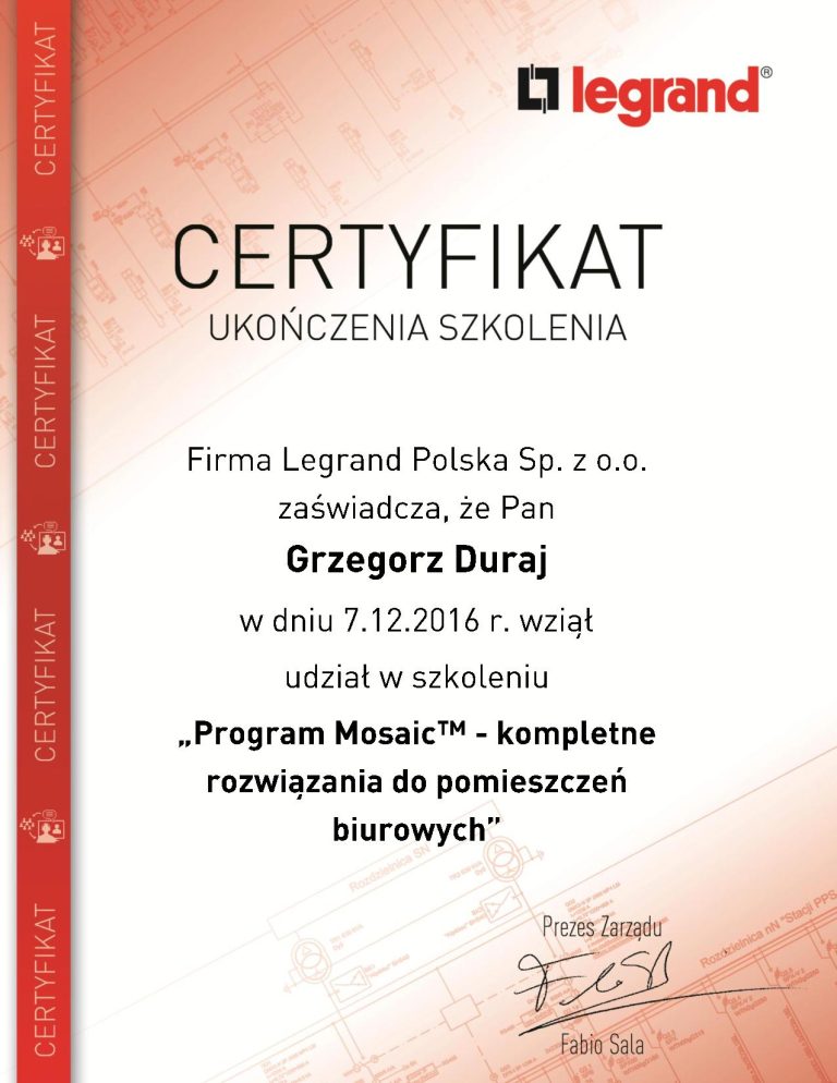 certyfikat mosaic
